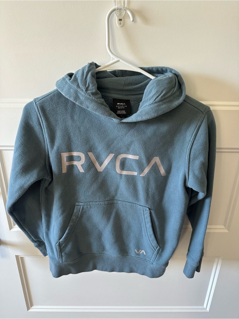 RVCA Light Blue Boys' Hooded Sweatshirt with Subtle Logo